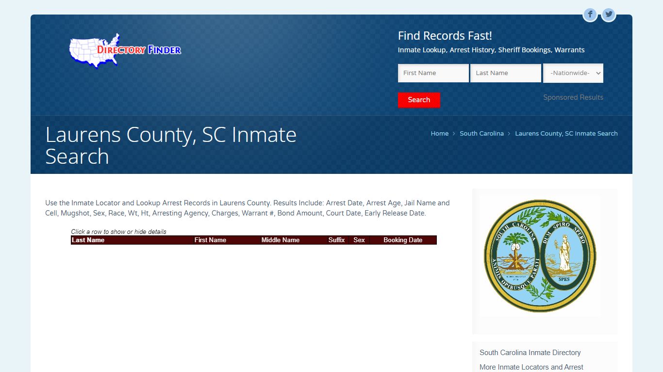Laurens County, SC Inmate Search | People Lookup