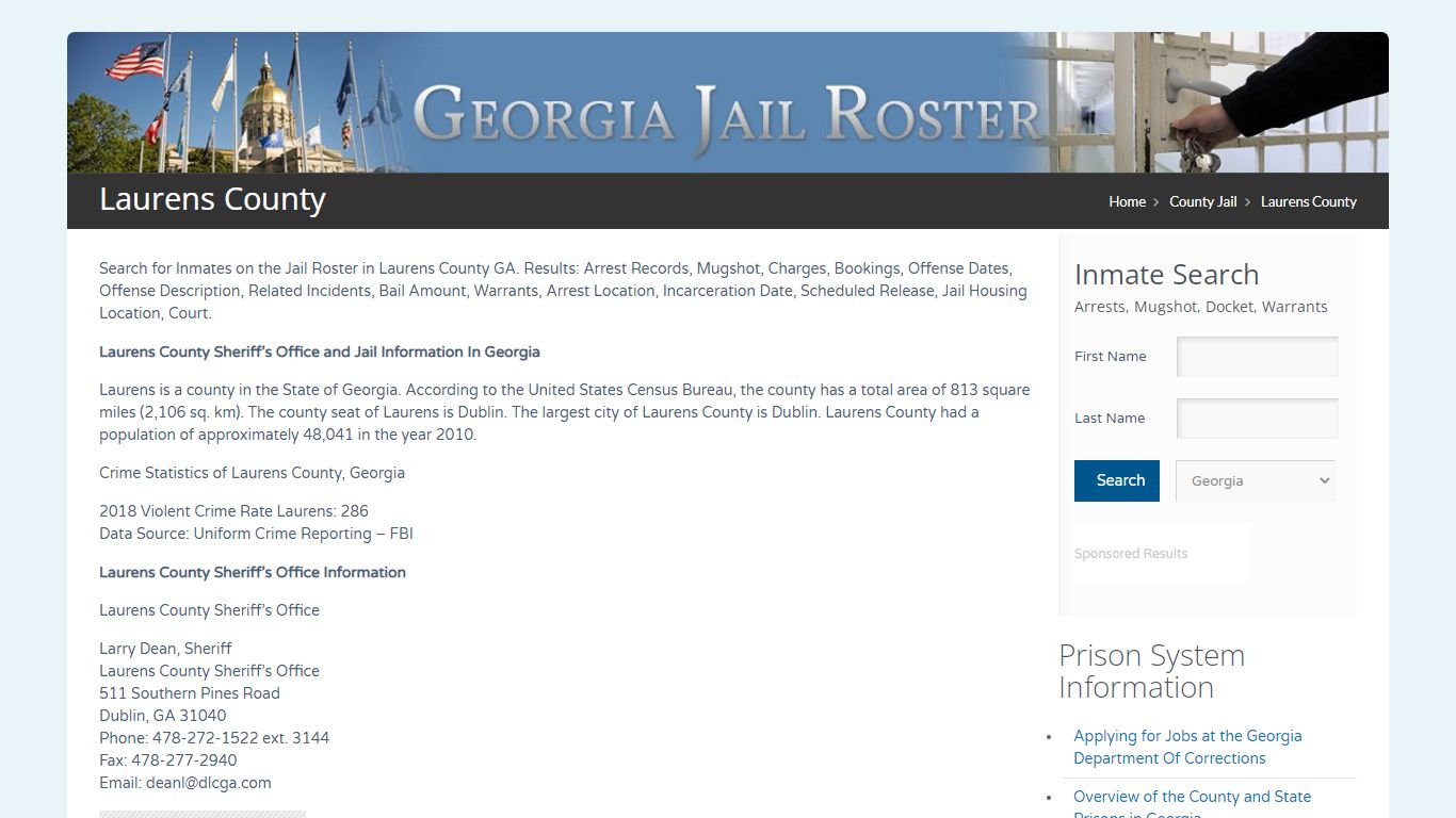Laurens County | Georgia Jail Inmate Search